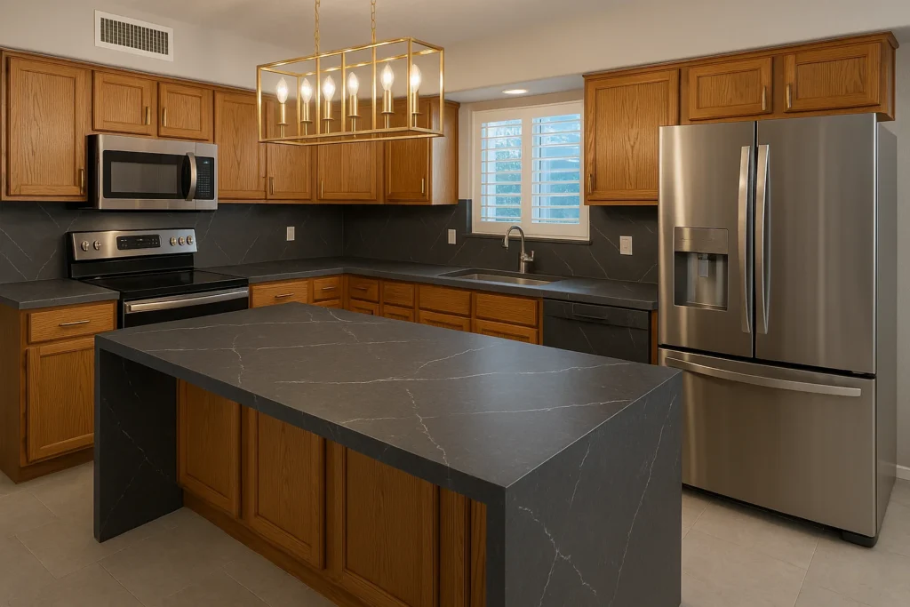 Kitchen Application of Cemento Stone by Bolder Image Stone.