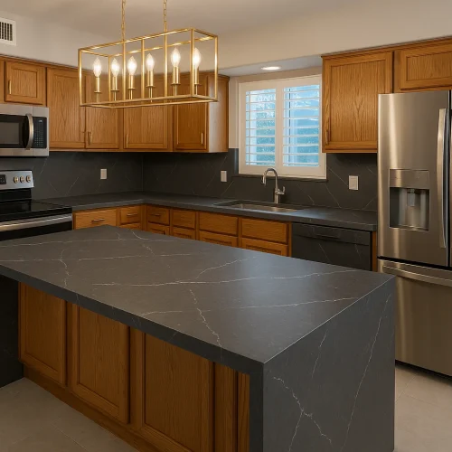 Kitchen Application of Cemento Stone by Bolder Image Stone.